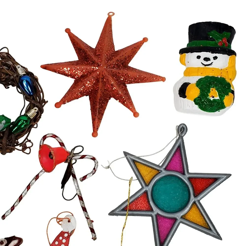 Vtg Christmas Junk Drawer Lot of 20+ Tree Ornaments Holiday Indoor Decorative